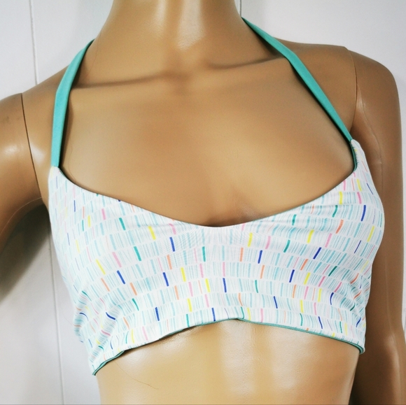 NWT L'PORT Reversible Bikini Set Size Large Tropical Teal & White Confetti Print - Picture 4 of 7